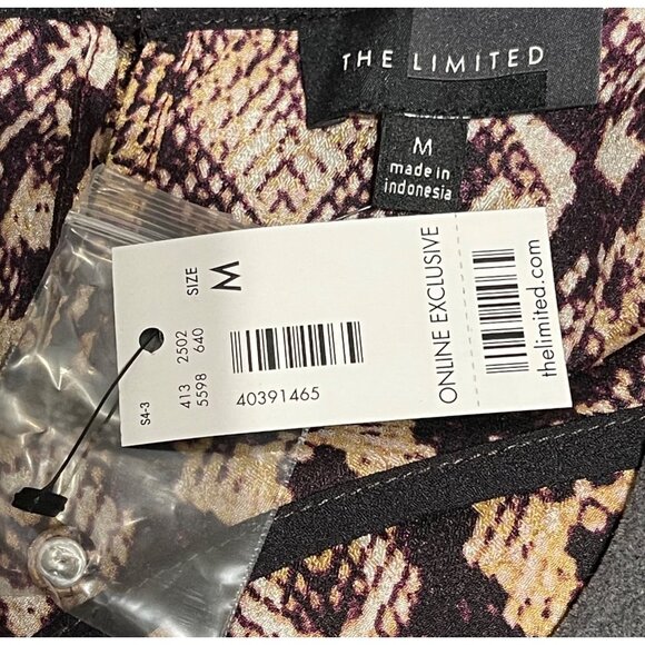 The Limited Womens Snake Print Blouse Size M Polyester 3/4 Sleeves Keyhole Back - Picture 5 of 9